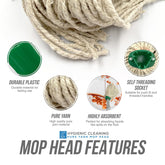 Colour Coded Green Cotton Mop Head 12PY